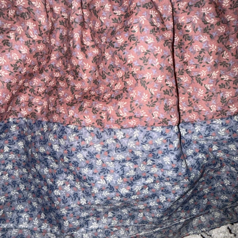 Vintage Pink &Blue Floral Twin Dust Ruffle & 2 Shaped Valances 1980s Cottagecore